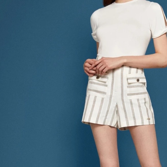 Ted Baker Pants - Ted Baker Stripe Patch Pocket Linen Shorts